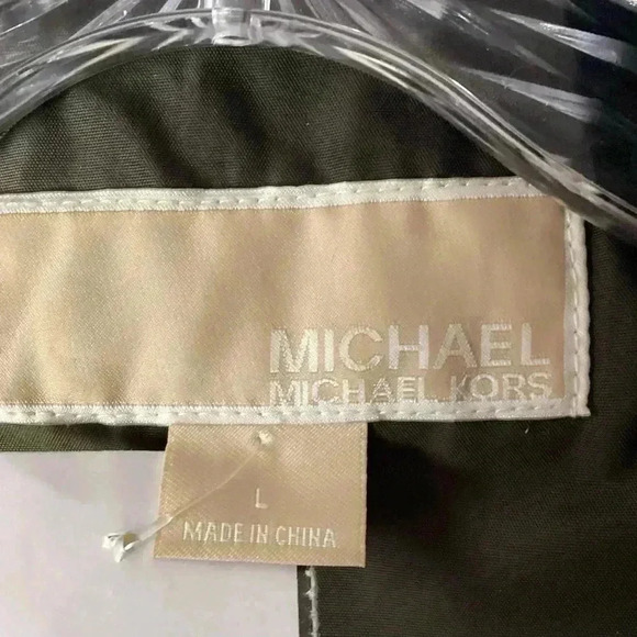 MICHAEL Michael Kors Large Full Zip Hooded Hunter Green/Gold' Jacket Woman's - Picture 6 of 12